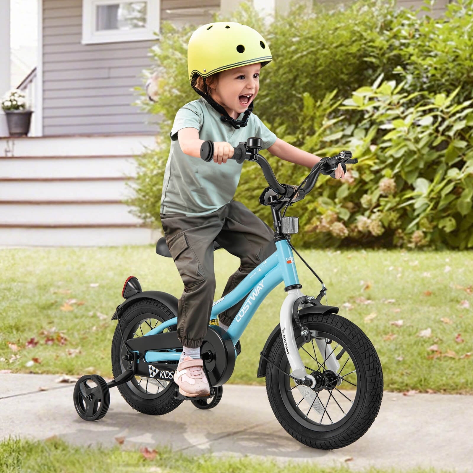 Costway 12 Kids Bike for 3-4 Years Old Boys & Girls with Adjustable Seat Handbrake Reflectors Blue