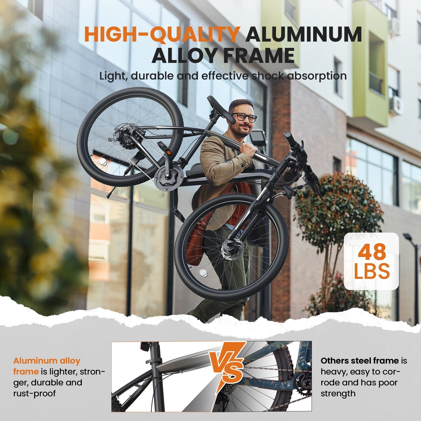 TotGuard Electric Bike for Adults 27.5 E-Bike with 500W Motor, Electric Mountain Bike with 48V 10Ah Battery, Lockable Suspension Fork, Shimano 21 Speed Gears UL2849