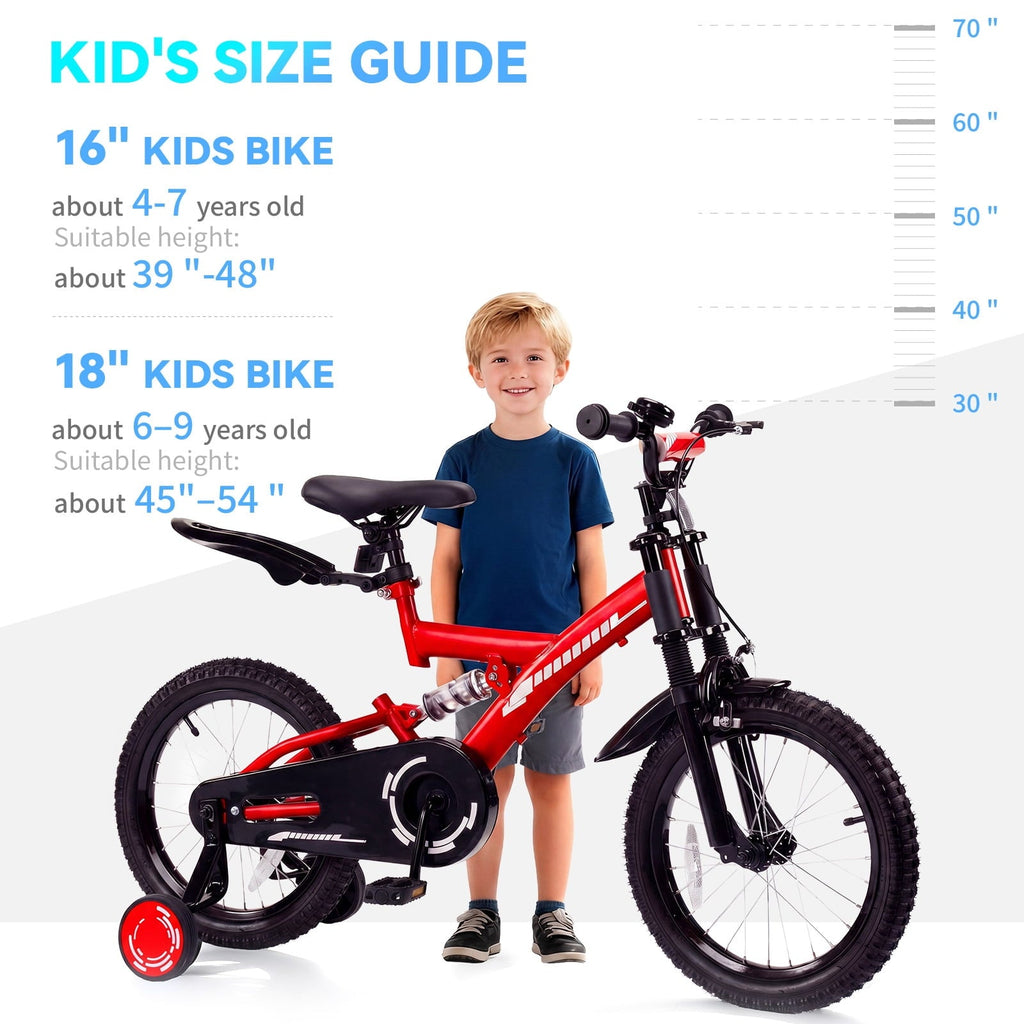 Fenbeli 18 Inch Kids Bike with Training Wheels for Girls Boys Ages 6-9, Red