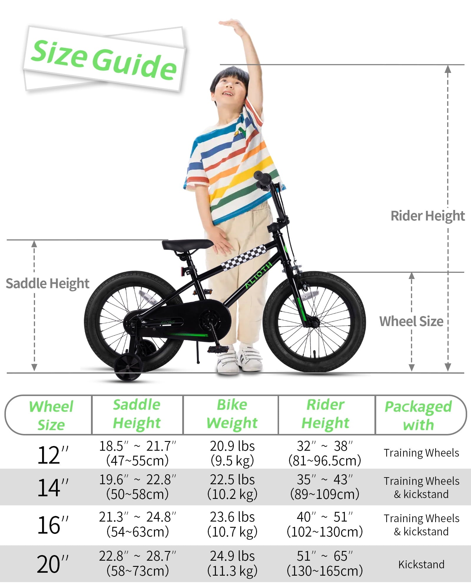 Vollsch BMX Style Kids Bike for 2-8 Years Old Boys Girls 16 Inches Toddlers Bicycle with Coaster Brake Training Wheels, Black