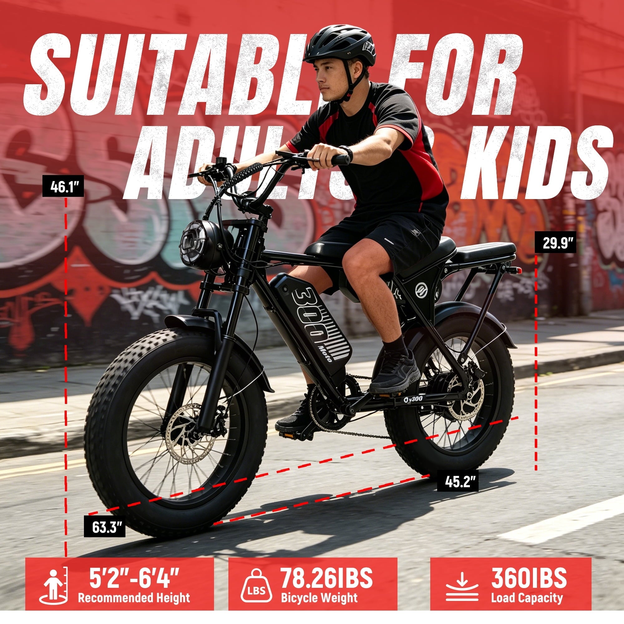 ESKUTE V300D Ebike for Adults, Up to 30MPH Electric Bicycle, Peak 1500W Motor, 48V 41.6AH Removable Battery, 20 x 4.0 Fat Tire E-Bike, Full Suspension, 7-Speed for All Terrain Purple, UL2849