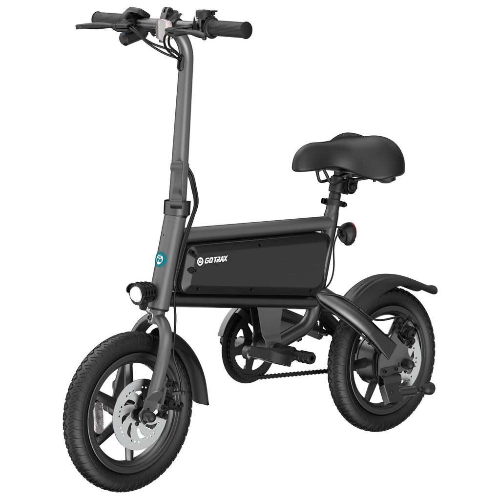 GOTRAX S2 14 Folding Adult Electric Bike, 250W, 15.5 mph Max Speed LED Display, Black