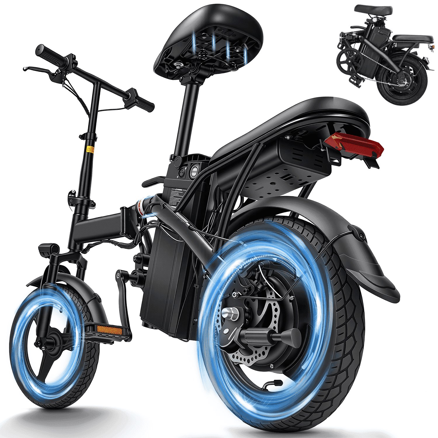 Electric Bike, 18 Mph Electric Bicycles, 350W Peak 500W Motor Foldable Ebike, 14 Tire E-bike for Adults, 48V 8Ah Battery, 15° Uphill, UL2849 Certified, 25 Miles PAS Range