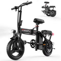 PostJoy Z6 14-inch folding electric bicycle, adult electric bicycle, 48V6AH battery, peak 500W motor, top speed of 20MPH, range of 30 miles, commuter/travel mini electric bicycle