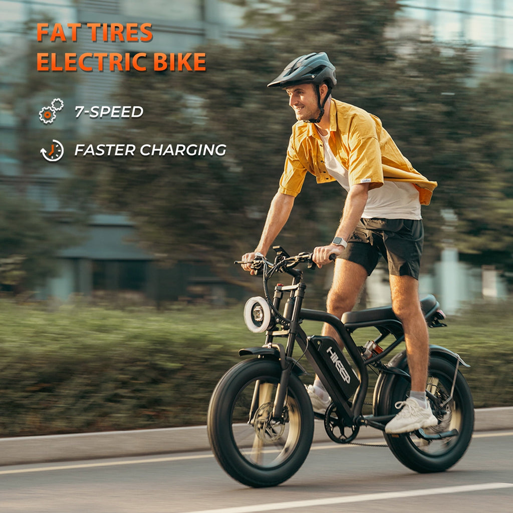 HiKeep 20 Fat Tire Electric Bike for Adults, 750W 1500W Peak Motor, 48V 17.5Ah Removable Battery E-Mountain, Full Suspension Dirt Ebike, UL2849