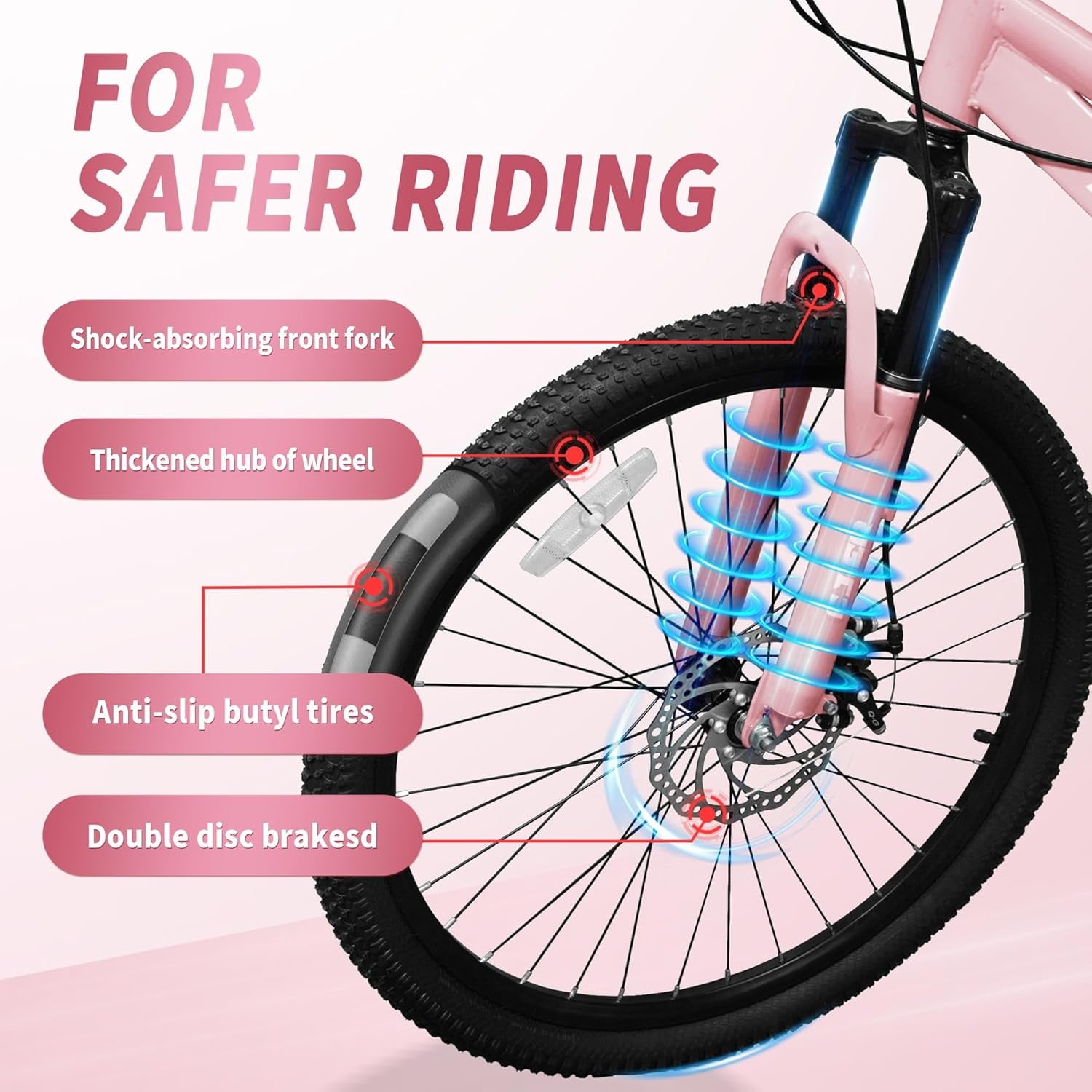 DEYGIA 20 Inch Kids Mountain Bike, Bikes for Boys, 7-Speed with Front Suspension, Dual Disc Brakes & Knobby Tires for Ages 6-14, Multi Color