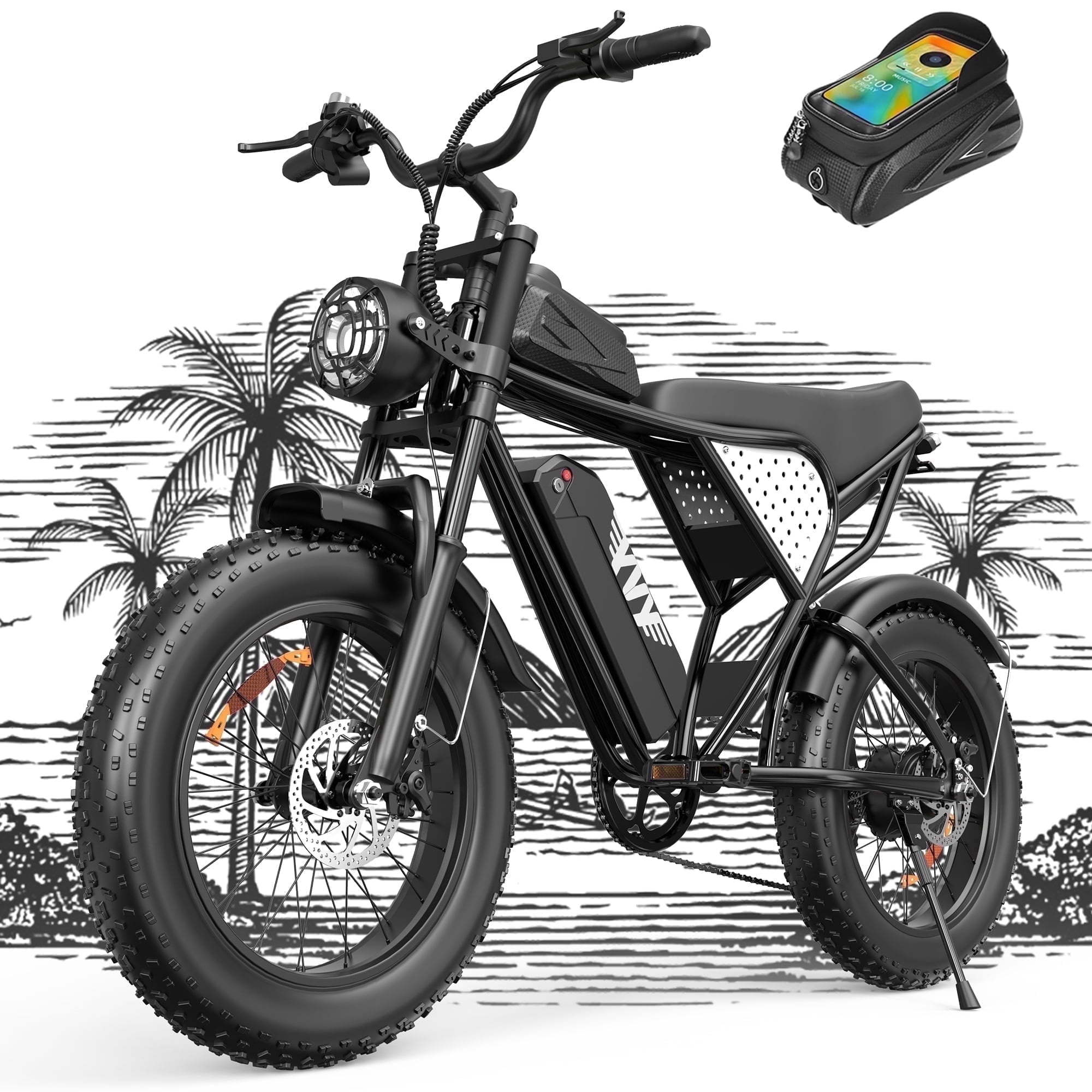 Electric Bike for Adults,1500W 35MPH,48V 20AH 30-80 Miles,20'' Fat Tire Mountain Bike with Rear Rack UL2849
