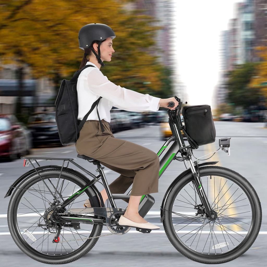 Elifine 500W Electric Bike for Adults, 26 Commuter Electric Bicycle 19.8mph City Ebike with 5 Riding Modes, 48V 7.8Ah Removable Battery UL 2849, LCD Intelligent Display Hybrid Electric Bike Red