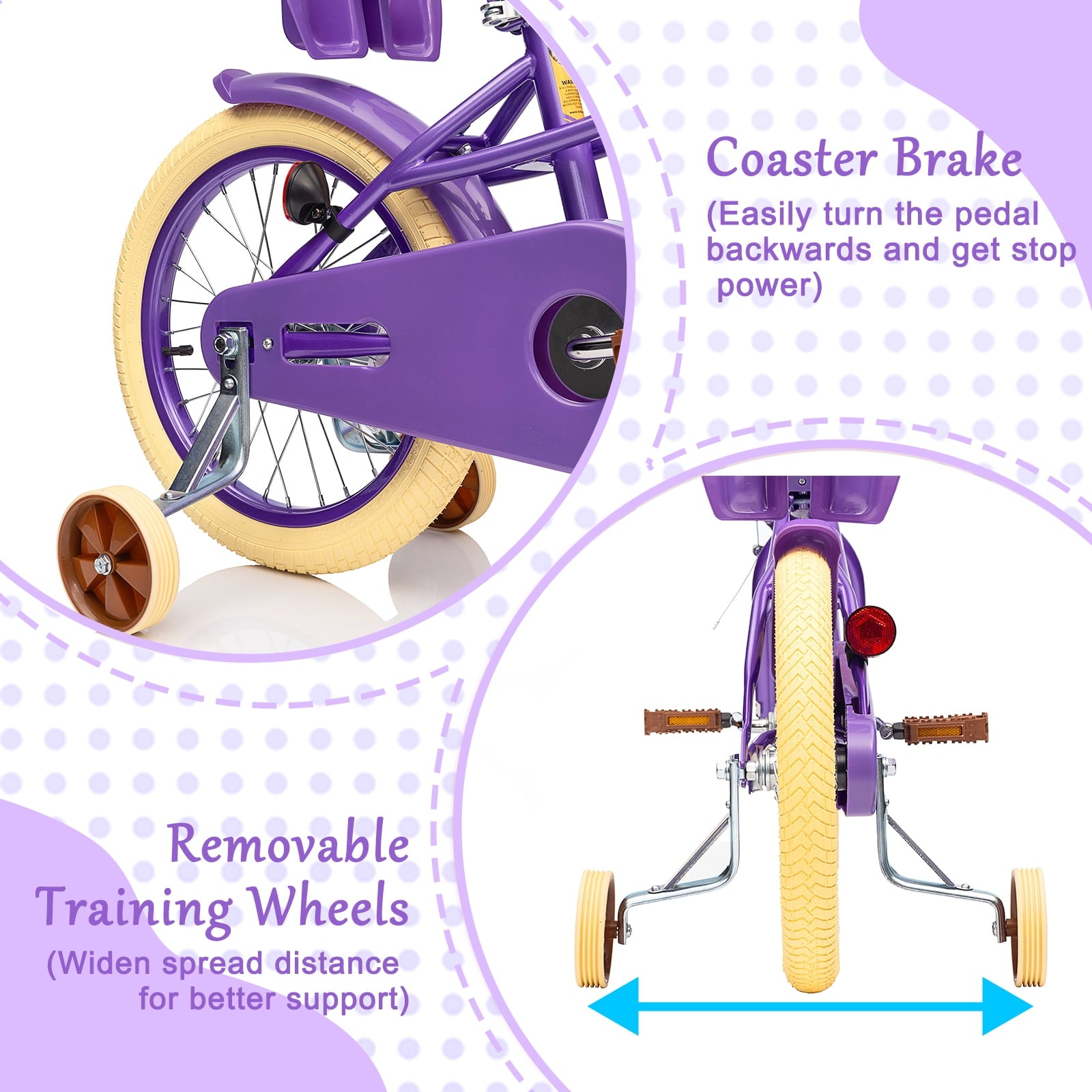 XJD Girls Bike for Toddlers and Kids Ages 2-12 Years Old,12 14 16 Inch Kids Bike with Training Wheels & Basket, 20 Inch Girls Bicycle with Handbrake & Kickstand