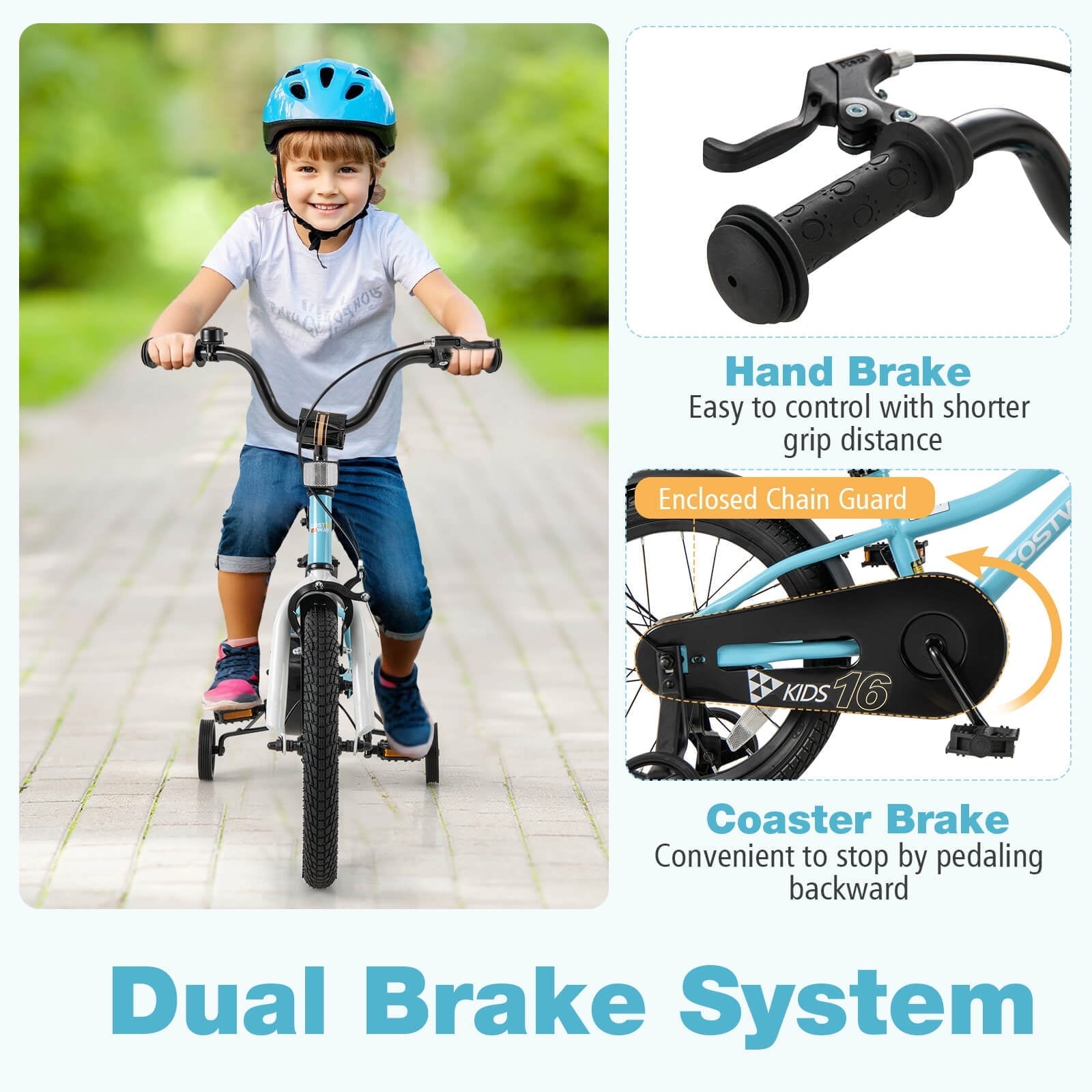 Costway 18 Kids Bike for 4-8 Years Old Boys & Girls with Adjustable Seat Handbrake Reflectors Red