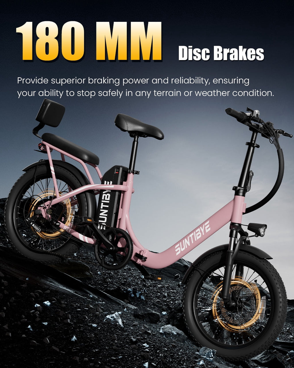 SUNTIBYE SE1 Folding Electric Bike for Adults, 1000W Motor, 28MPH, 48V 15Ah Battery, 20 Fat Tire E-Mountain Bike, UL2849, Black
