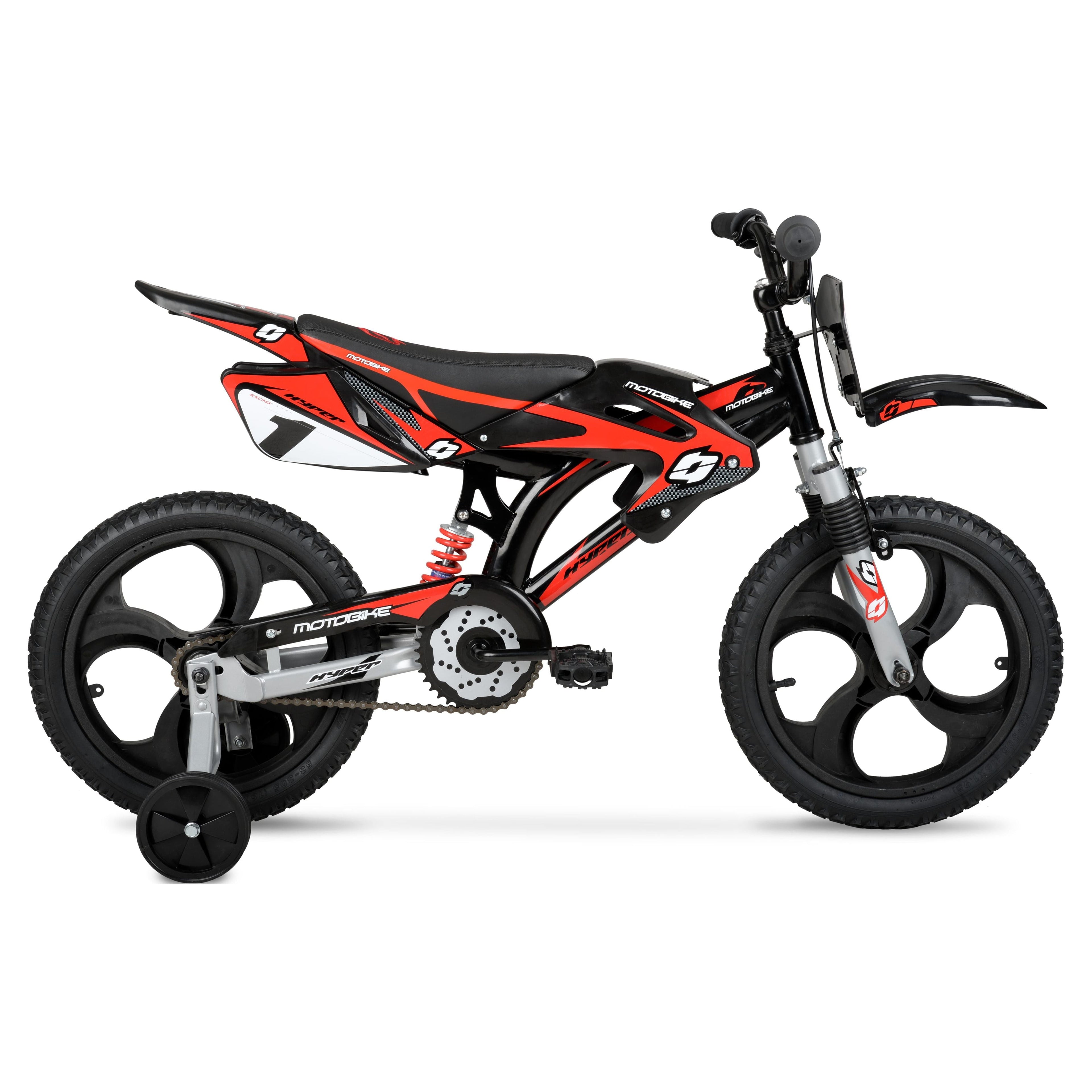 Hyper Bicycles 16 Moto Bike, Children Ages 5-7, Black/Red