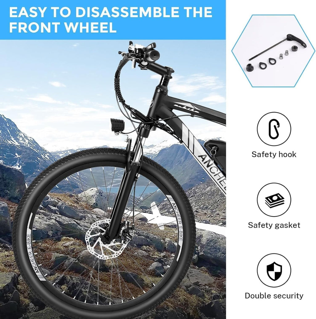 ANCHEER 500W Electric Bike for Adults 27.5 Electric Mountain Bike 3 Hours Fast Charge, Ebike for Adults with 48V 10.4Ah Removable Battery, Electric Bicycles LCD Display UL2849