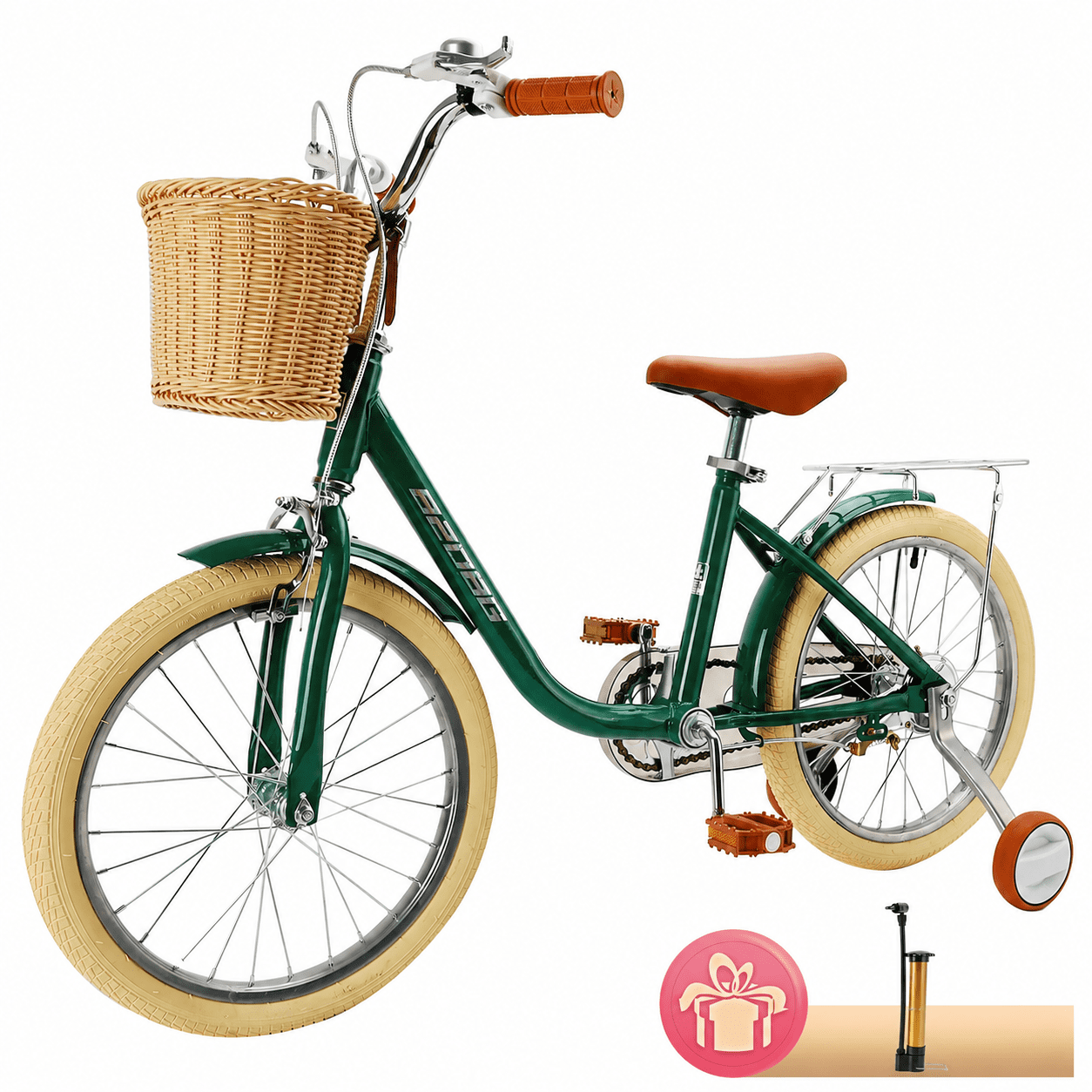 18 Inch Kids Bike with Removable Training Wheels, Adjustable Seat, Steel Frame & Dual Brake, Kids Bicycle for 6-10 Years Old Toddler Girls Boys