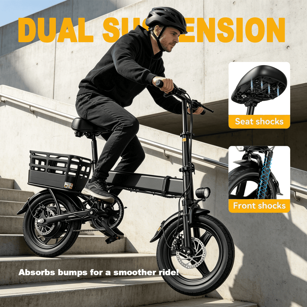 14 Foldable Electric Bike, 500W Commuter Ebike for Adults, Mini Ebike with Basket, 432WH Battery, 18MPH & 20 Miles, UL2849