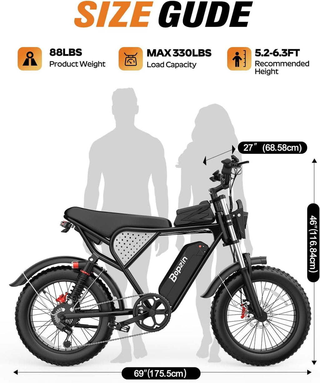 Peak 1500W Electric Bike for Adults,48V 20Ah,Max 80miles & 28mph Electric Bicycle, 20 Fat Tire Full Suspension Mountain Bike UL2849