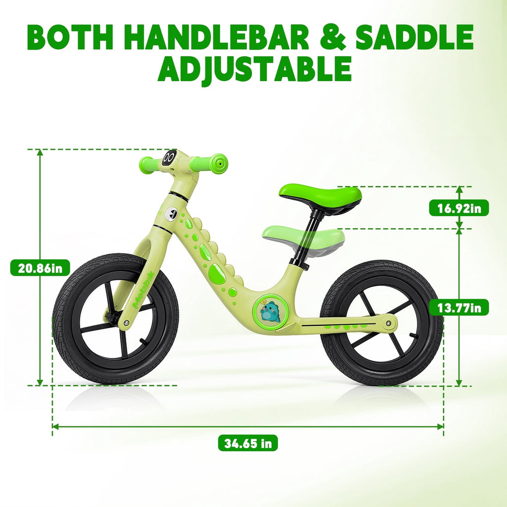 WLRETMCI 12 Kids Balance Bike, Glass Fiber Lightweight Toddler Bicycle for 2-5 Years Boys Girls, Pink
