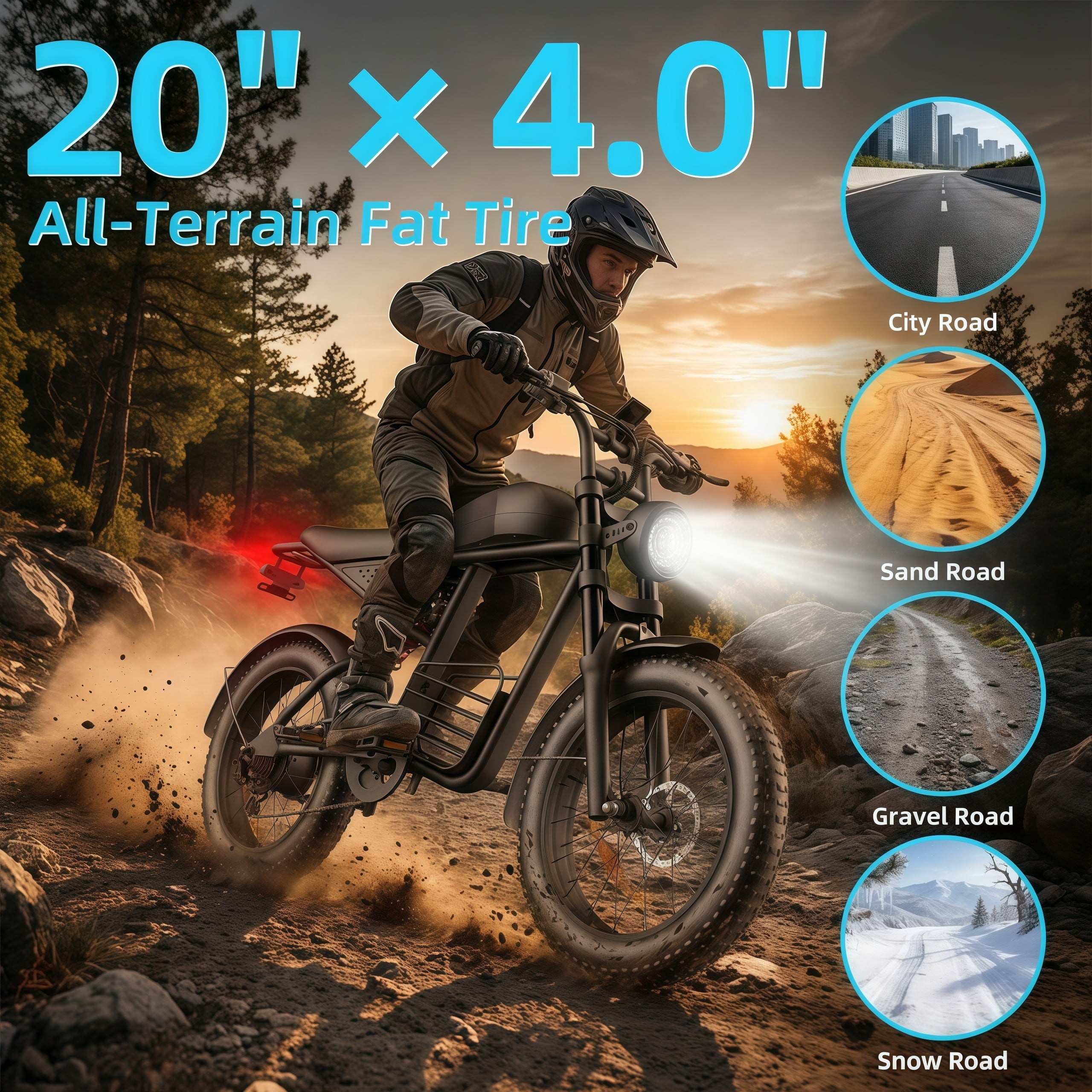 Kvaileqx Electric Bike for Adults, 1500W E-Mountain Bike, 35MPH, 40-60 Miles Range, 48V 20AH, 20 Fat Tire off-road Ebike, UL2849