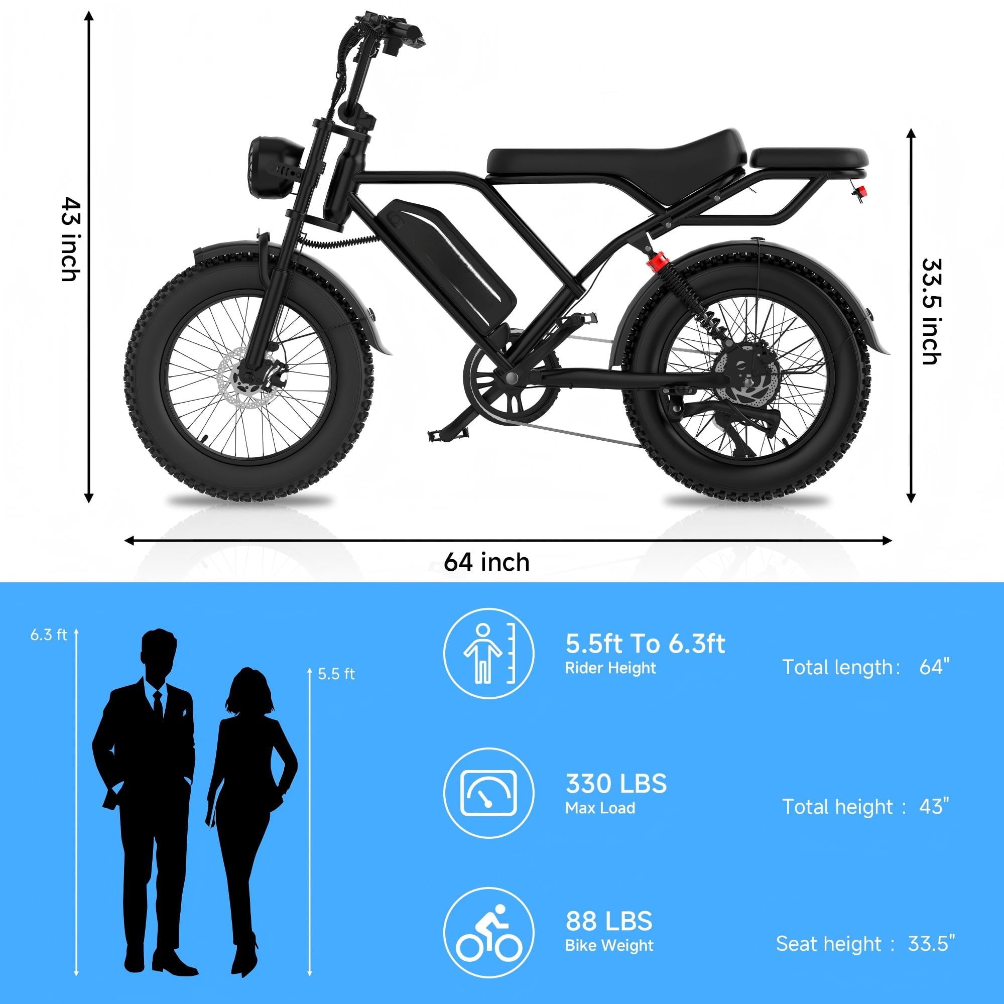 Electric Bike for Adults 20 X 4.0 Fat Tire, 750W Off-Road E Bike, E-Mountain Bike 48V 18AH UL2849