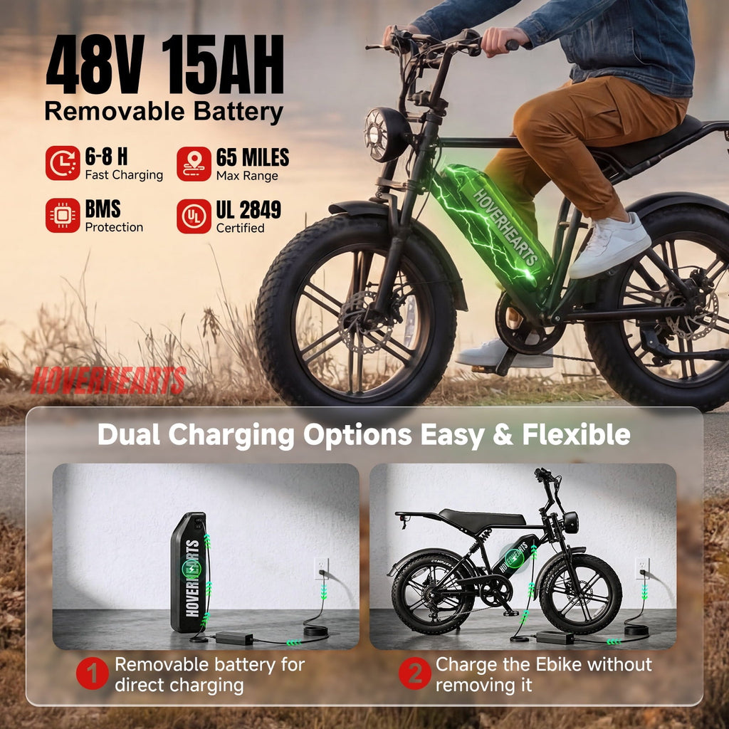 Aoemoe 20'' Fat Tire Electric Mountain Bike for Adults, 500W 48V 15Ah Battery, 28MPH High-Speed Cruiser Ebike, All-Terrain Bicycle with Front Suspension & LED Display UL2849