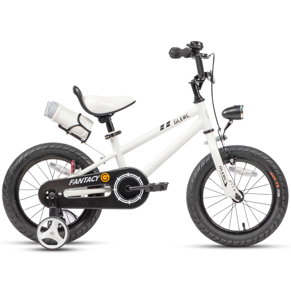 Glerc 14 inch Kids Bike for Child 3-5 Year old Boys Girls with Water Bottle Holder & Headlight & Training Wheels, Black