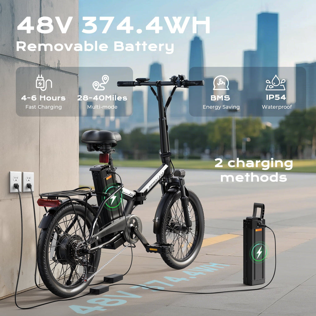 AIRWEST Electric Bike, 20 Folding Ebike for Adults, Peak 750W 20MPH Commuter E Bike with 48V 7.8AH Battery&7 Speed Gear & Dual Disc Brake & Front Suspension, 40 Miles Range (UL2849)