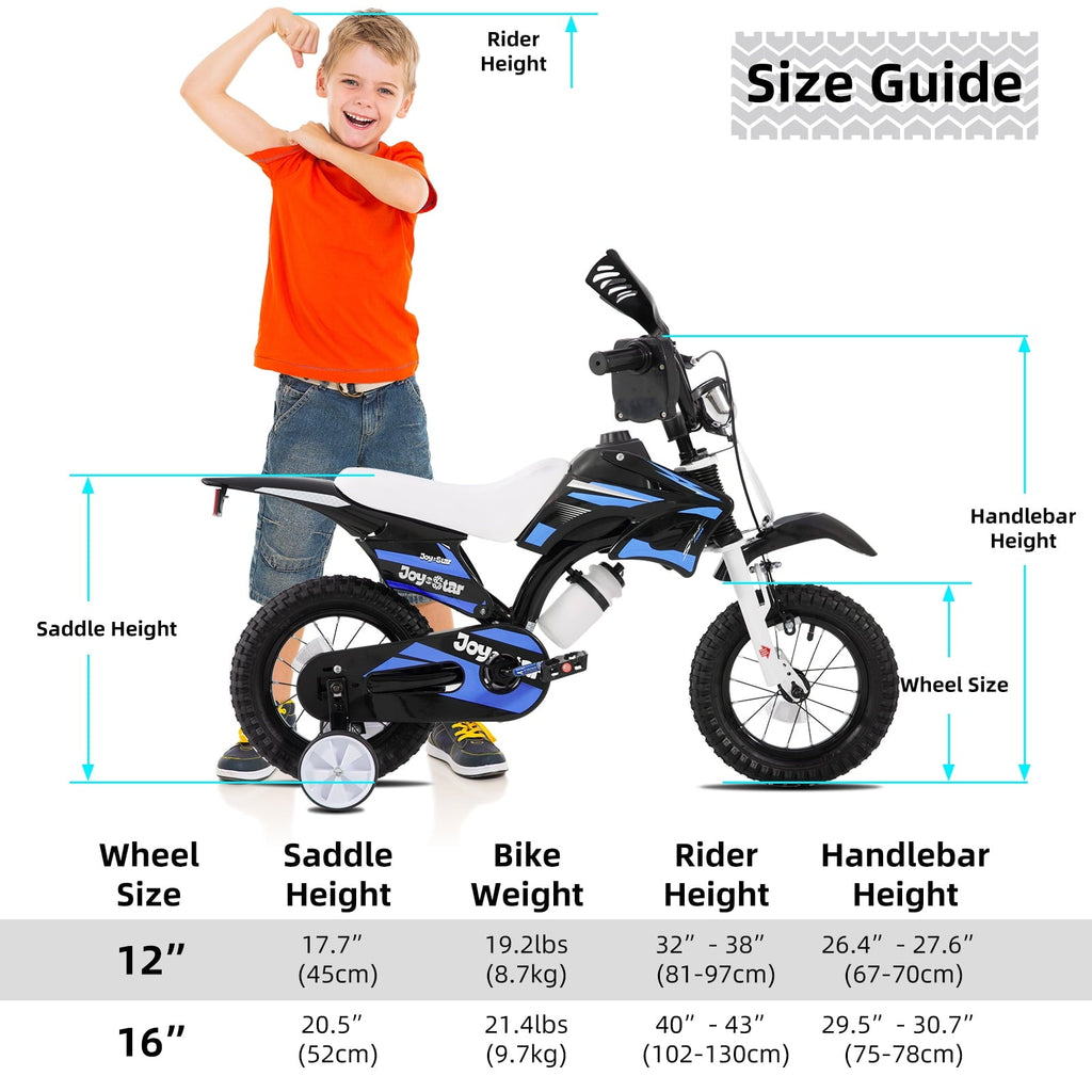 JOYSTAR Motocross Style Kids Bike for Boys Girls Ages 2-4 Years, 12 Inch Children Bicycles Black