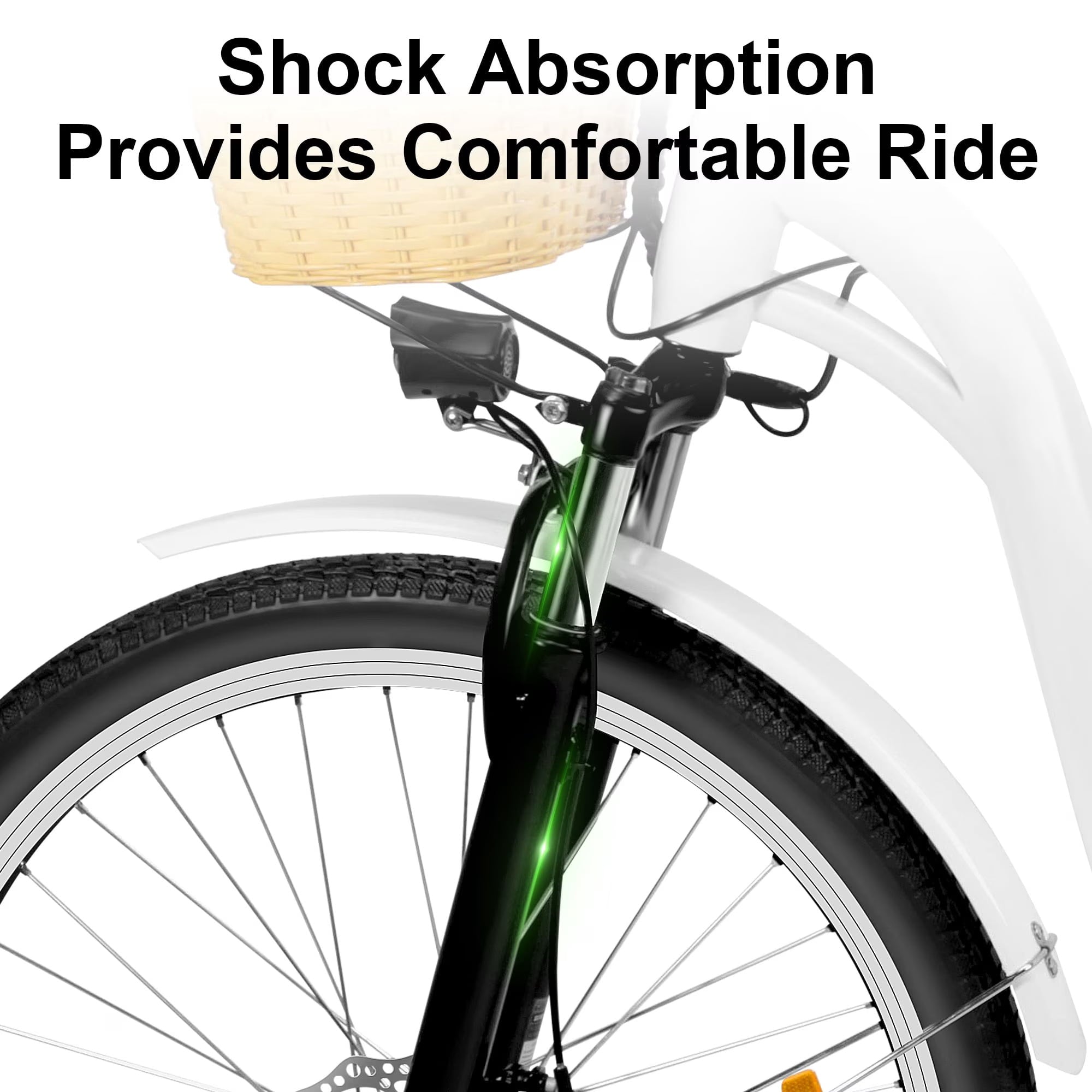 Electric City Bike for Adults 26,Peak 750W E-Commuter Bikes 48V 10AH UL2849,White