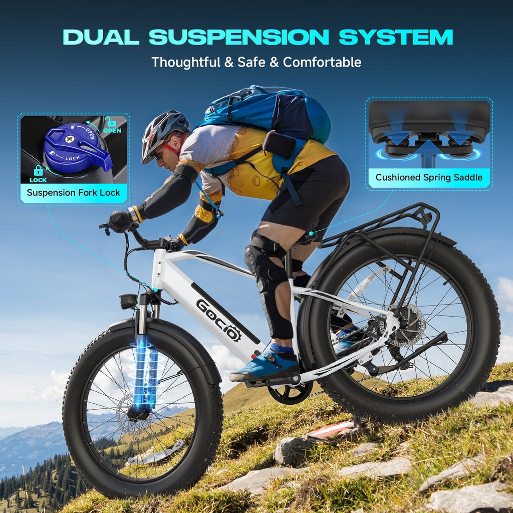 Gocio UL2849 Certified 26x4.0 Fat Tire Electric Bike for Adults, 1500W Peak Motor, 48V 15Ah Battery, 25MPH Max Speed, Off-Road Mountain E-bike