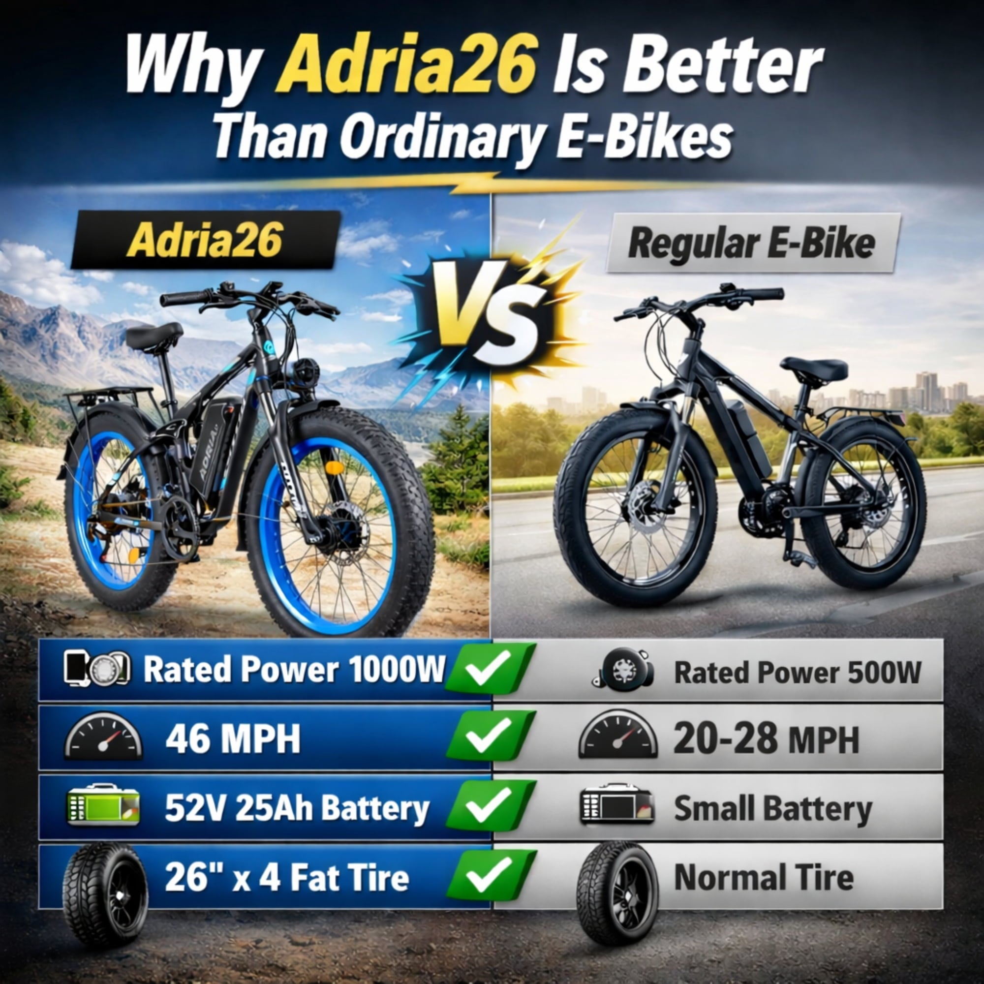 TUTTIO 5000W Dual Motor Electric Bike for Adults Max 46mph, 26x4in Fat Tire All Terrain E-Mountain Bike, 52V 25Ah Full Suspension E Bike, 7-Speed Gear Electric Bicycle UL2849