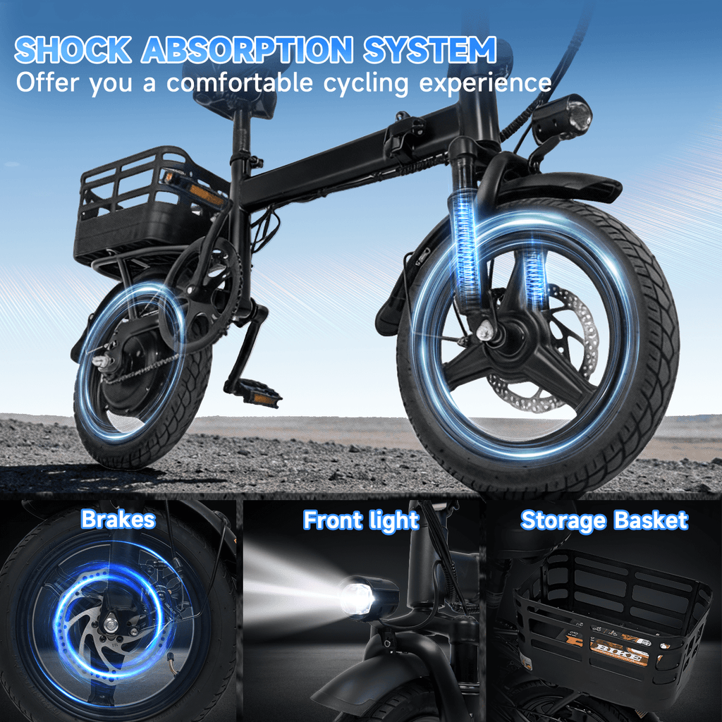 Electric Bike for Adults with Basket,500W Peak Motor,35 Miles 20 MPH,432WH Battery,14 Folding Ebike Bicycle,UL2849