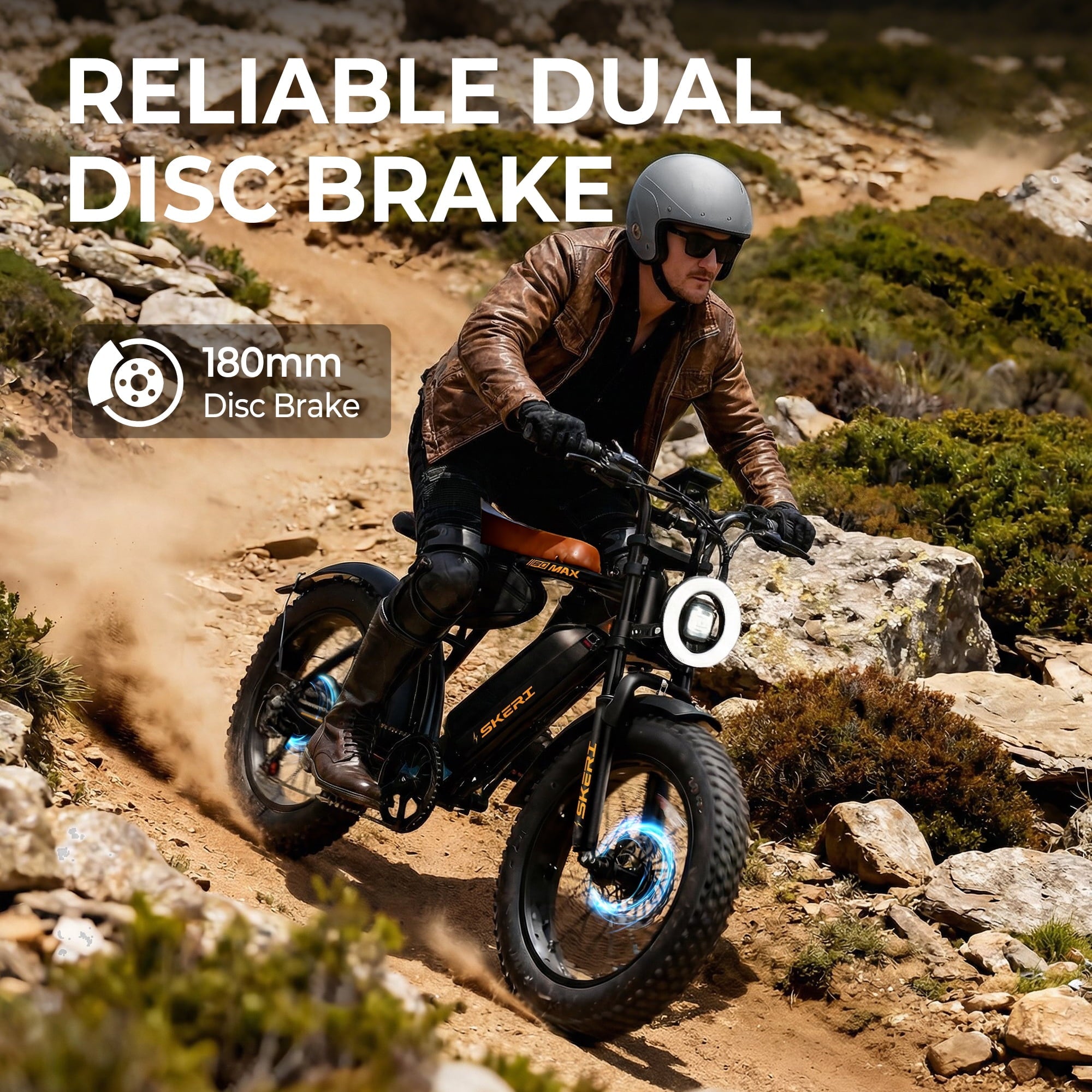 Skeri 750W (Peak 1000W) Electric Bike, 16” x 4” Fat Tire Dual Suspension E-Mountain Bikes, 48V 13Ah Battery UL2849