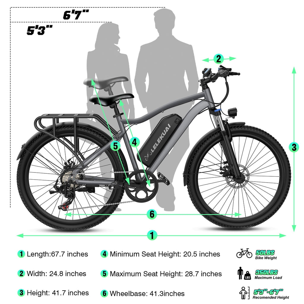 Electric Bike for Adults, 26 Commuter Ebikes with 7-Speed Gears, 25MPH, 720W Peak Motor, Removable Battery, 50 Miles Range, Electric Mountain Bicycle for All Terrain UL2849