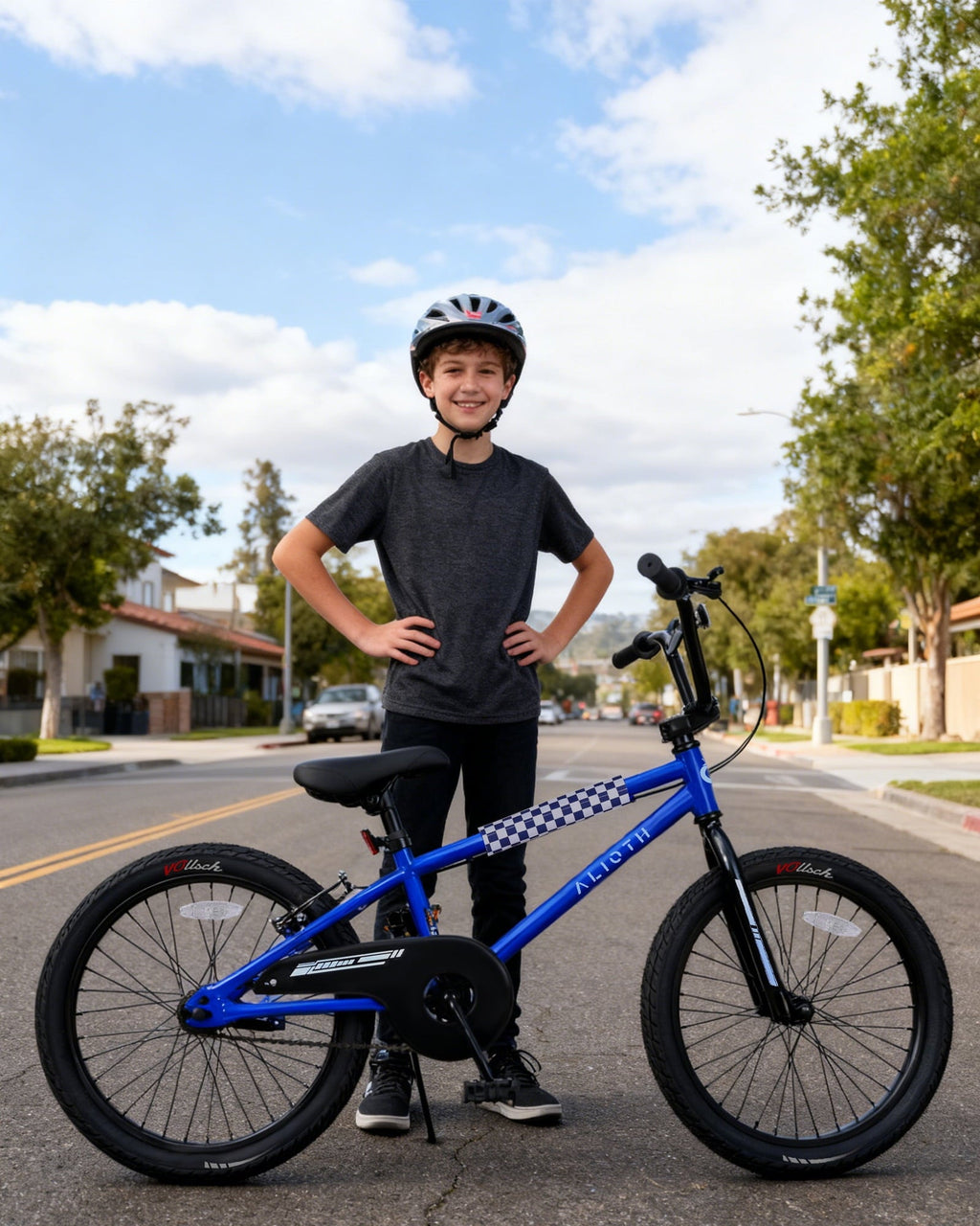 Vollsch BMX Style Kids Bike for 2-8 Years Old Boys Girls 16 Inches Toddlers Bicycle with Coaster Brake Training Wheels, Black