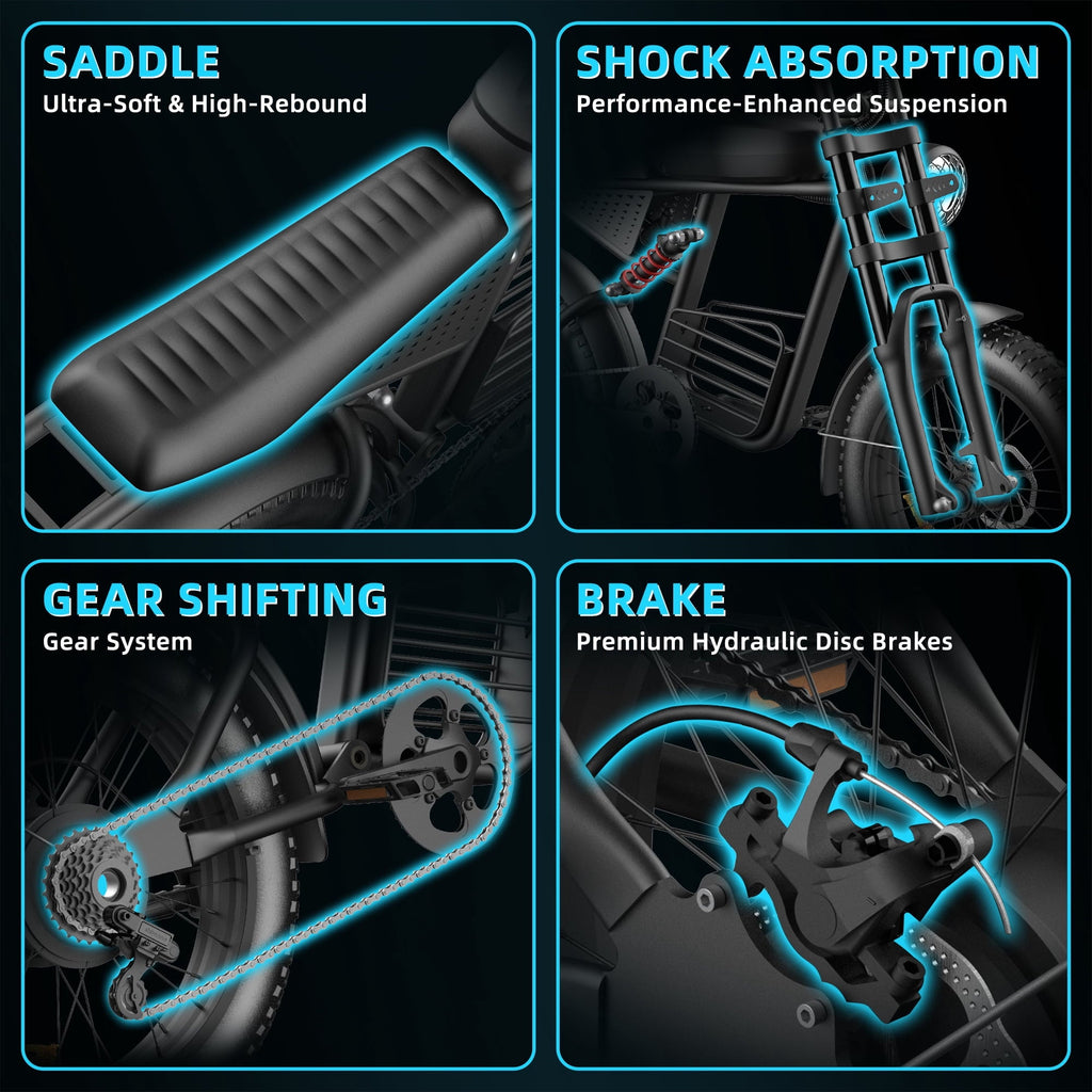 Kvaileqx Electric Bike for Adults, 1500W E-Mountain Bike, 35MPH, 40-60 Miles Range, 48V 20AH, 20 Fat Tire off-road Ebike, UL2849