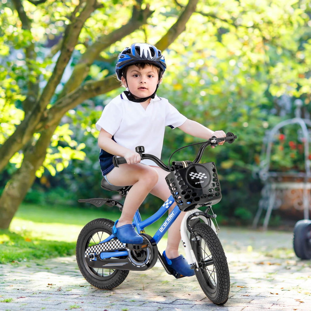 Costway 14'' Kid's Bike with Removable Training Wheels & Basket for 3-5 Years Old Blue