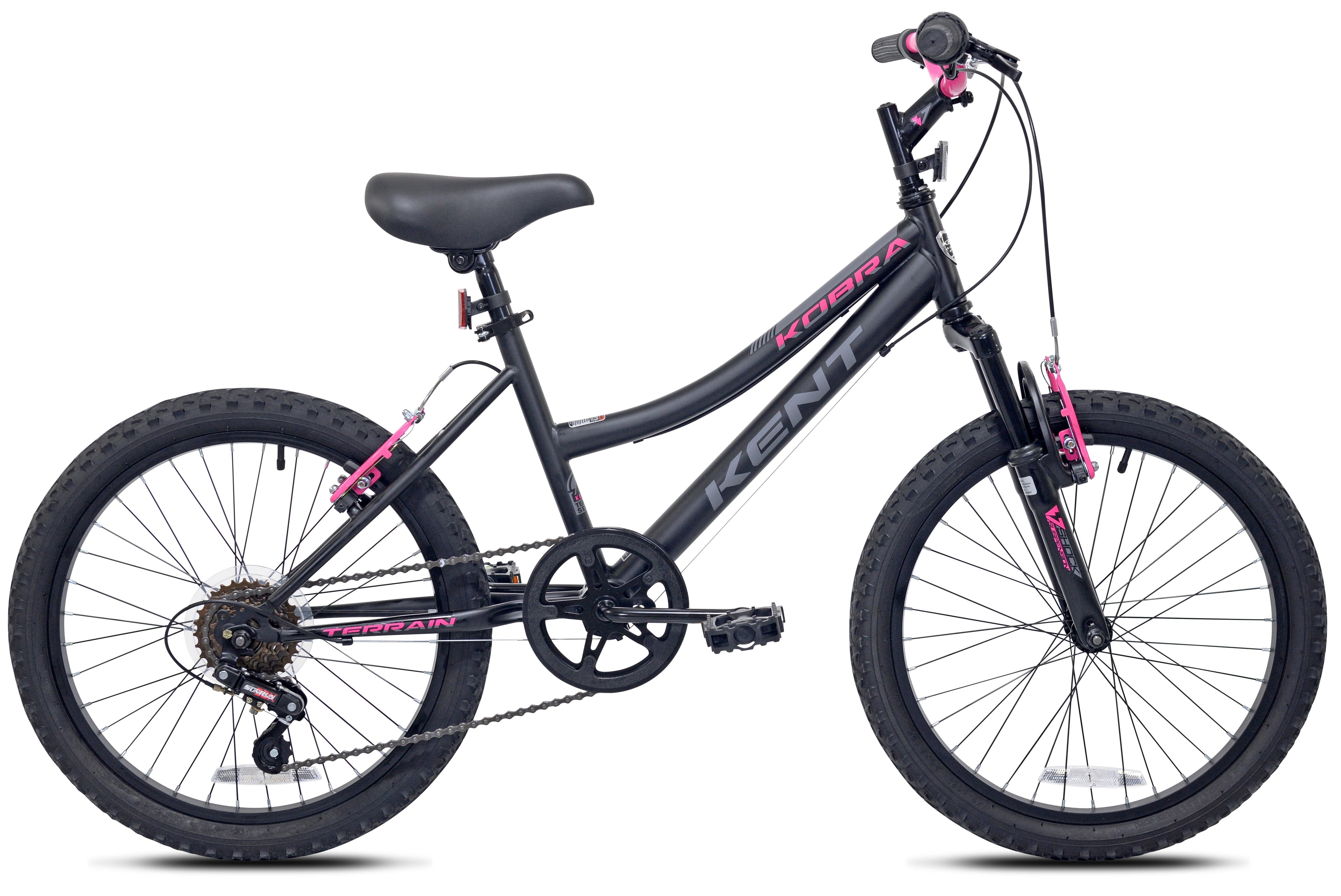 20 Kent Kobra Mountain Bicycle, Fits Rider 4'2 - 5', Black/Pink, Child, Unisex