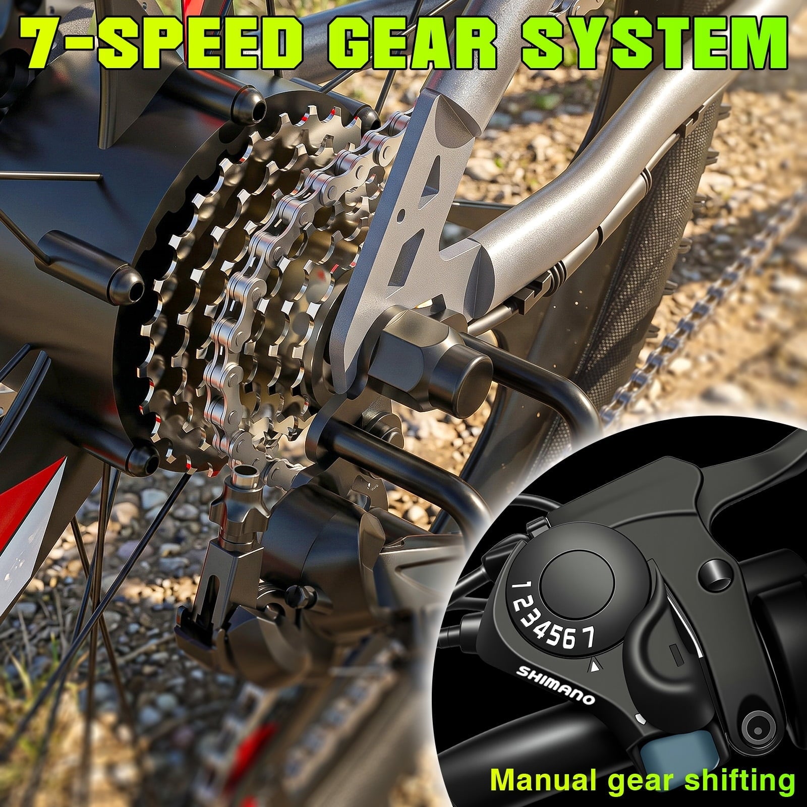 Electric Bike for Adults, 26 Commuter Ebikes with 7-Speed Gears, 25MPH, 720W Peak Motor, Removable Battery, 50 Miles Range, Electric Mountain Bicycle for All Terrain UL2849