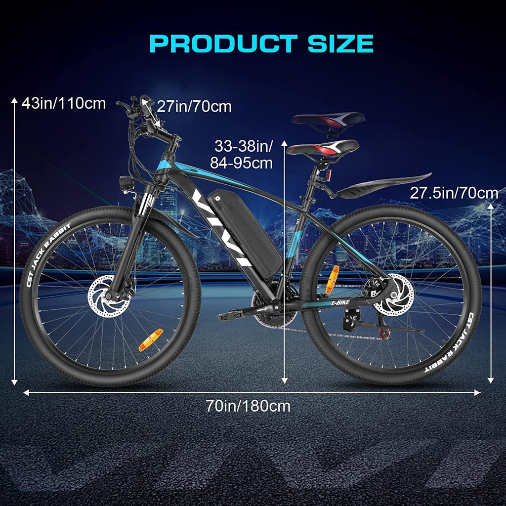 Vivi Electric Bike for Adults 27.5 Electric Mountain Bike 48V 500W High-Step Electric Bike 21 Speed Adult Commuter Bike 19.8MPH with Cruise Control, UL2849 Certified
