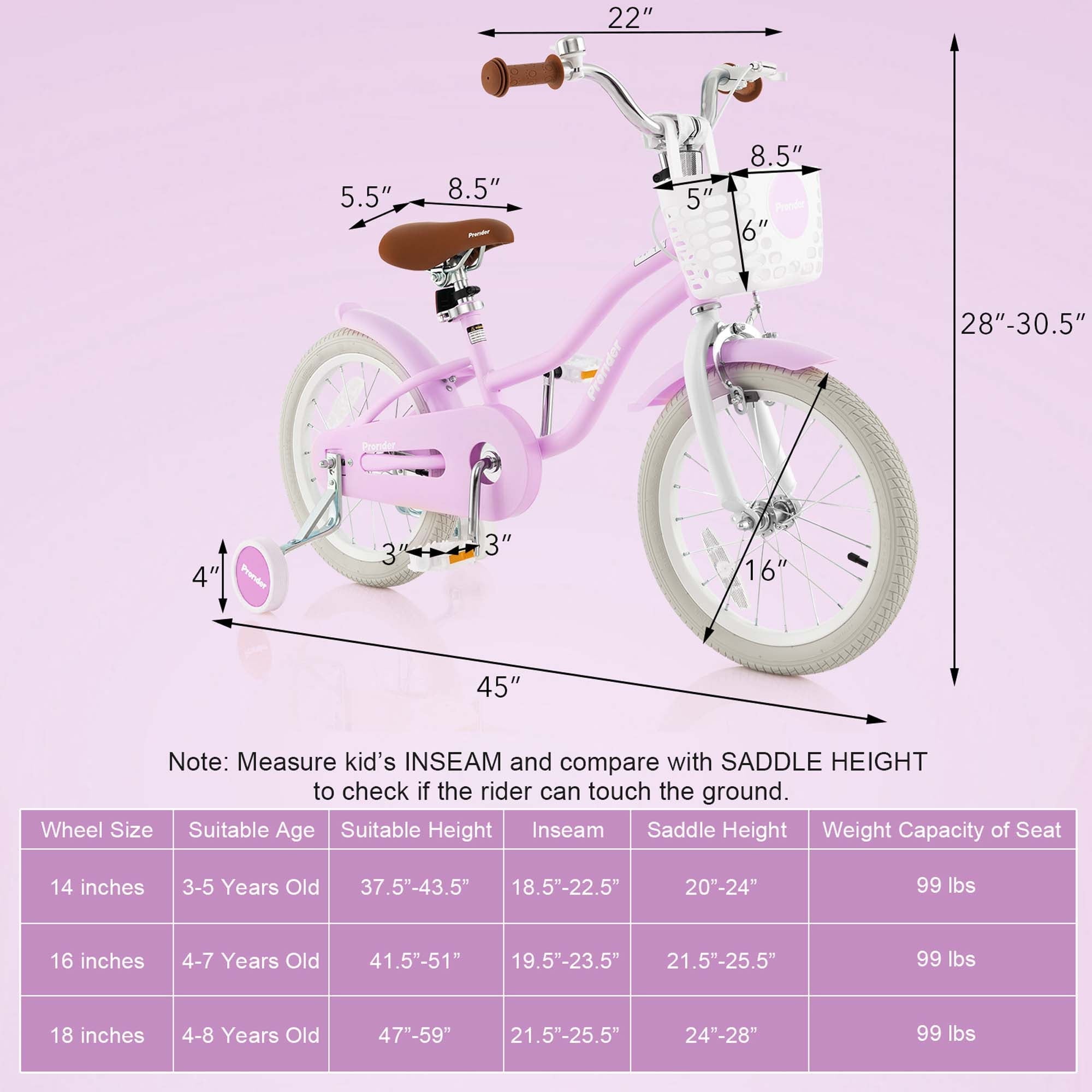 Costway 18'' Kids Bike Toddler Bicycle with Training Wheel Kickstand for 4-8 Years Old Pink