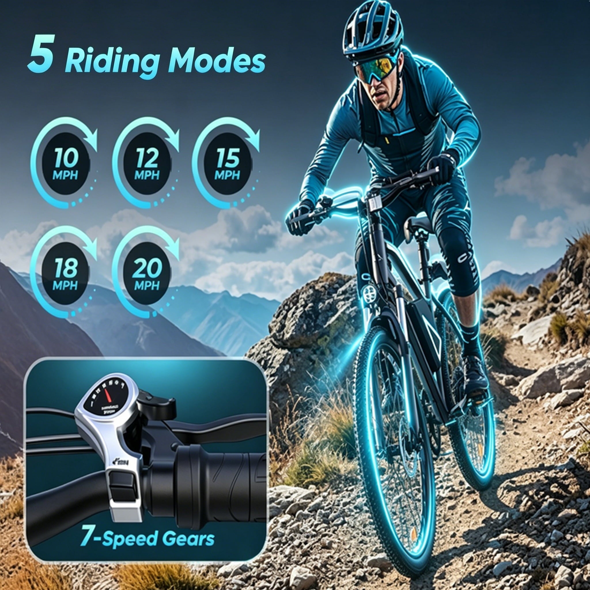 iScooter Electric Bike for Adults 20 Mph, 30+Miles Electric Bicycle,500W Electric Bike with 36V 10.4Ah Battery, 5-Speed, 26 Tires and Front Fork Suspension