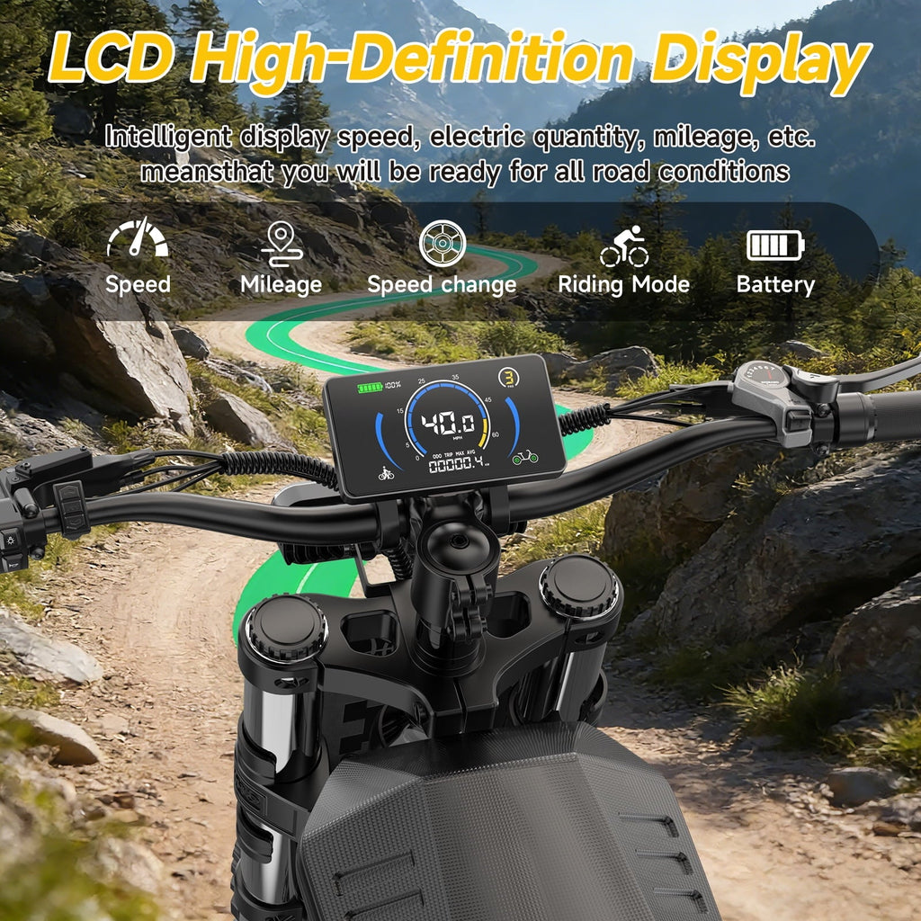 HiKeep 1500W/3000W Peak Off-Road Electric Bike for Adults, 52V 40Ah UL Battery, 20x4 Fat Tire Dirt Ebike, 40MPH E-Mountain Bike, 40-85 Miles Range, UL 2849