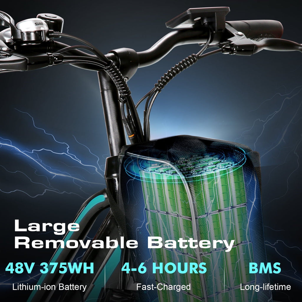 Vivi Electric Bike 26 City Commuter Electric Bike 48V 500W Step-Through Electric Bike 19.8MPH Electric Cruiser Bike Beach Bike with Cruise Control, UL2849 Certified