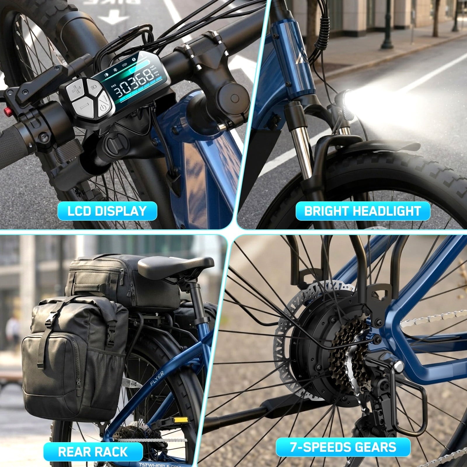 TST Electric Bike for Men, Peak 1000W E Mountain Bike, Electric Bicycle, 27.5 Tire EBike, Hydraulic Disc Brakes, 48V/15Ah Battery