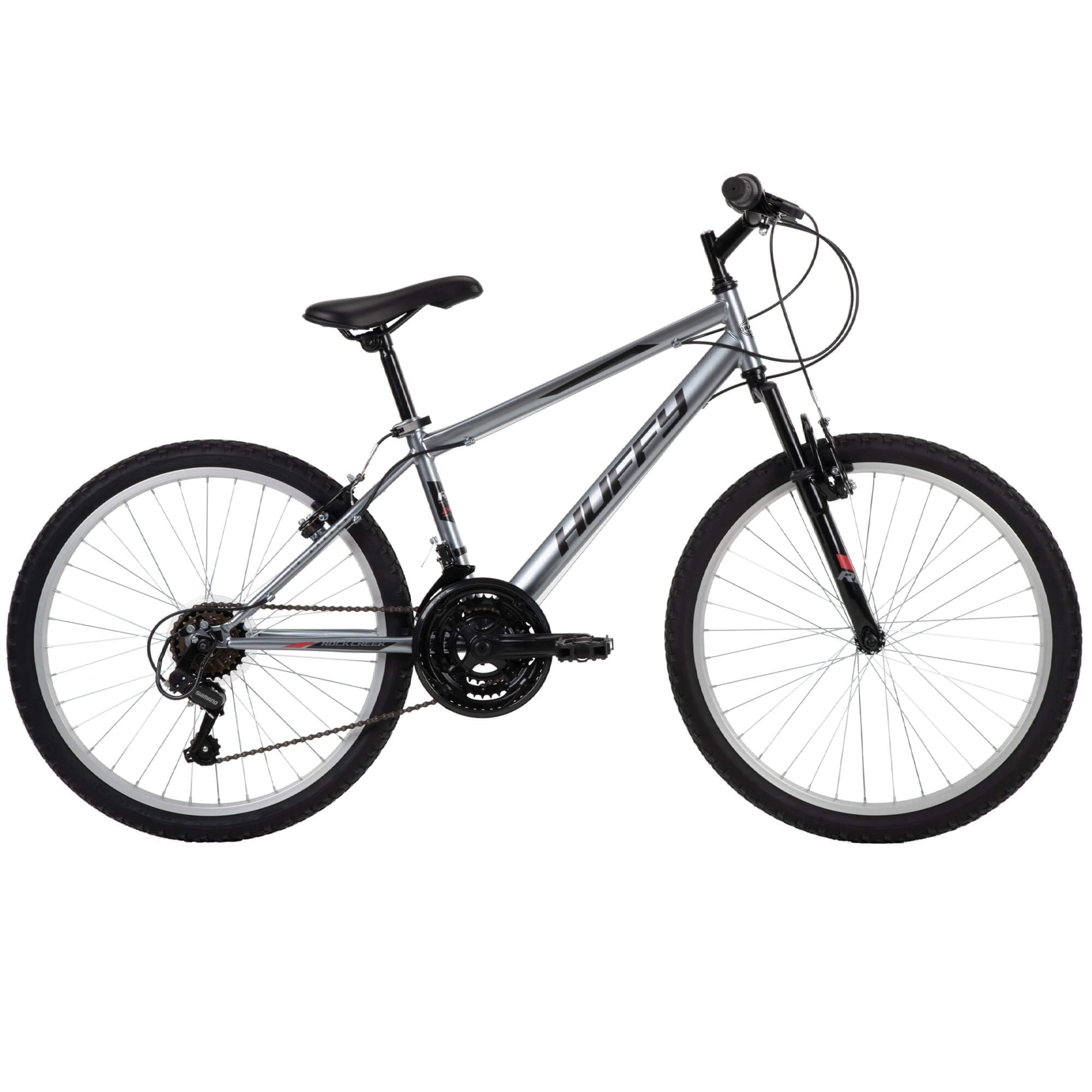 Huffy 24” Rock Creek Mountain Bike, Fits Riders 58” - 70”, Gray, Youth, Boy's