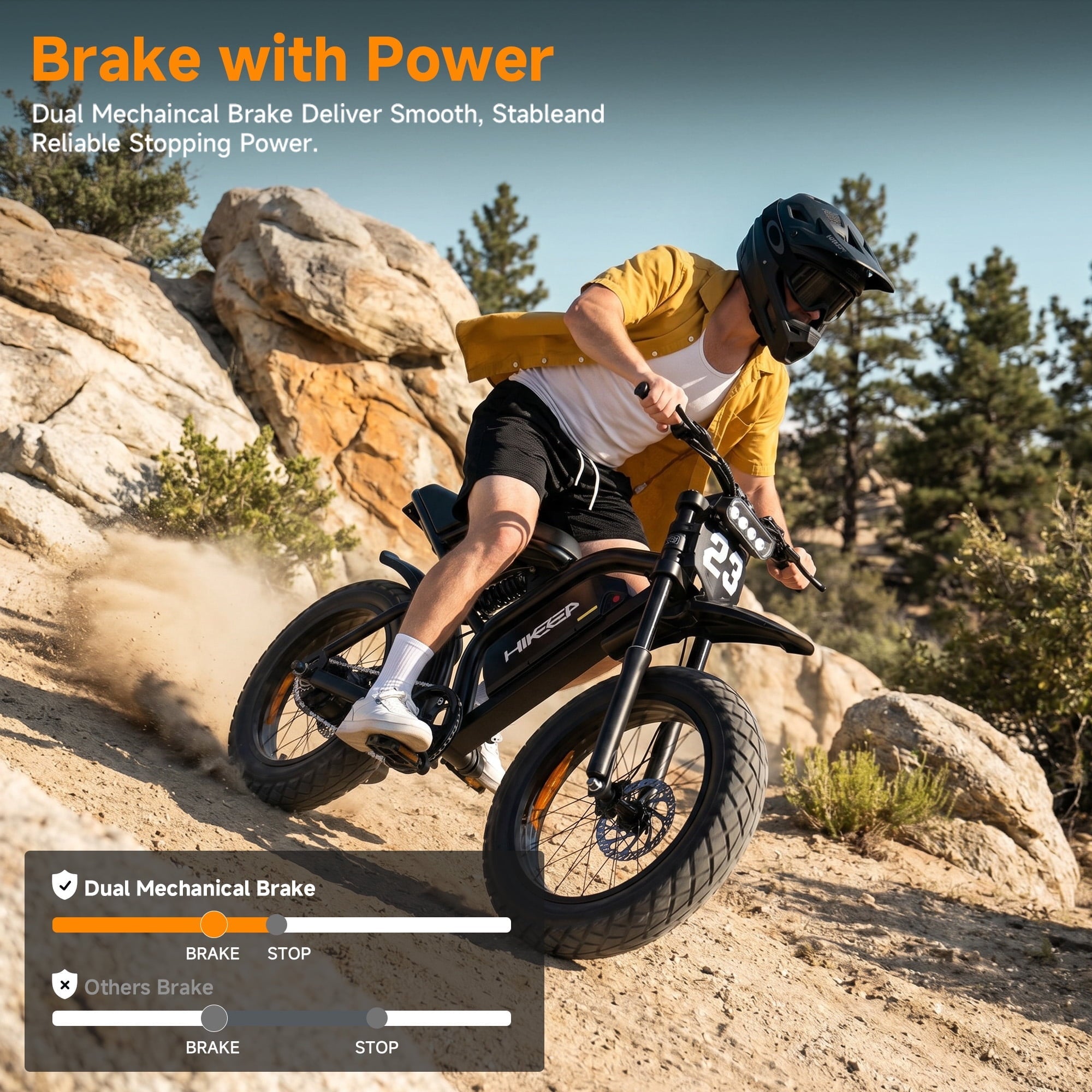 HeloKeep Electric Bike for Adults, 1500W Peak, 20x4 Fat Tire Off-Road Electric Mountain Bike, 48V 17.5Ah Removable Battery UL 2849 Certified, Full Suspension, 30 MPH