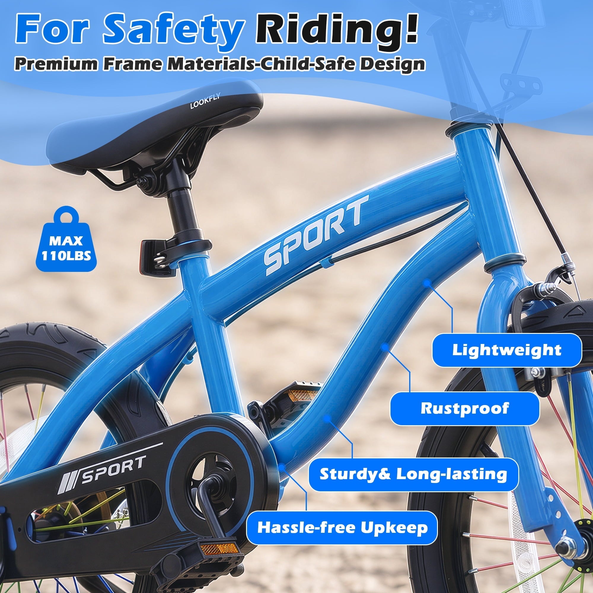 Enjoyrun 14 Kids Bike,Bike for Boys and Girls with Training Wheels,Children's Bicycles for Ages 3–7,Blue
