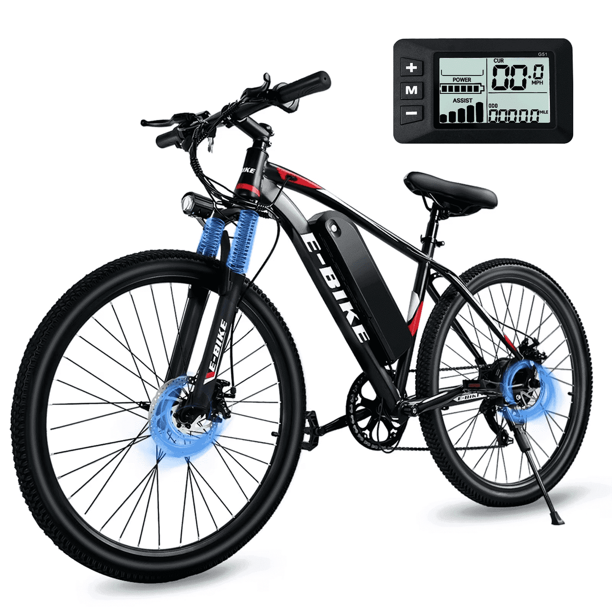 Setohet 26 Electric Bike for Adults, ebike 1200W Peak Power Motor, 45Miles 20MPH 432Wh Battery,7-Speed, UL 2849