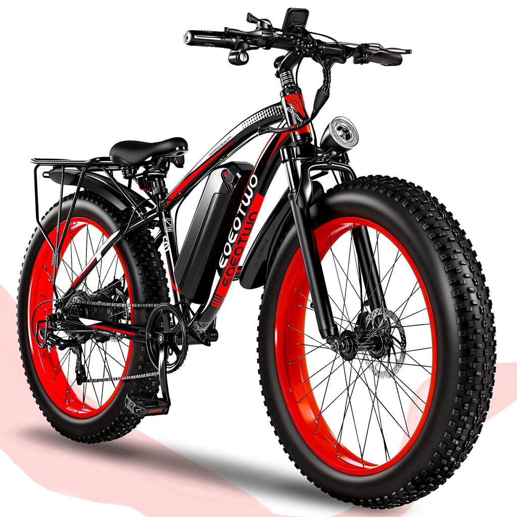 EOEOTWO 26'' Fat Tire Electric Mountain Bike for Adults, 1500W 48V 15Ah Battery, 60Miles Long Range, 34MPH High-Speed  Cruiser Ebike, All-Terrain Bicycle with Front Suspension & LED Display UL2849