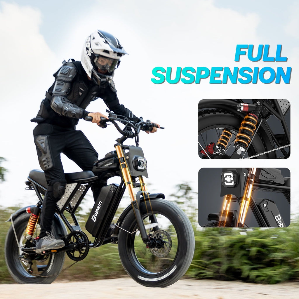 Peak 1500W Electric Bike for Adults,48V 20Ah,Max 80miles & 28mph Electric Bicycle, 20 Fat Tire Full Suspension Mountain Bike UL2849